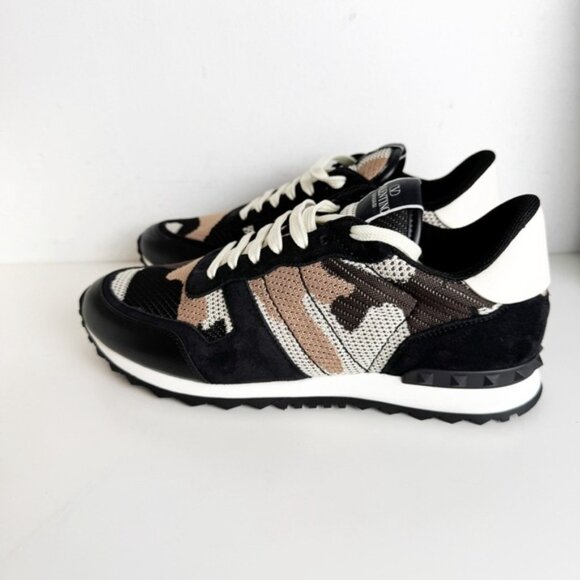 VALENTINO ROCKRUNNER CAMO SNEAKER Fondant, Ivory, Light Camel & Nero - Picture 4 of 9